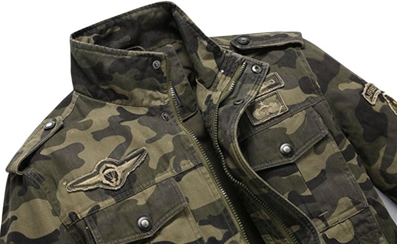 Springrain Men's Casual Military Jackets Camouflage Cotton Army Jacket Outwear - Image 5